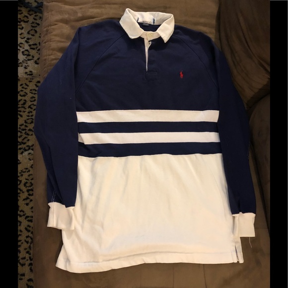 Polo Ralph Lauren Other - Polo Ralph Lauren Navy White Stripe Rugby Shirt L